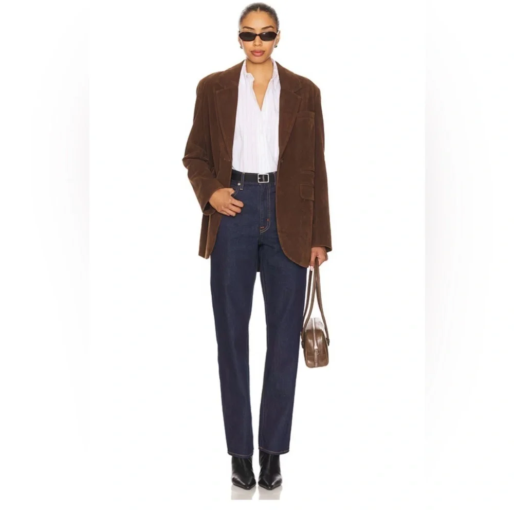 NWT Free People We The Free Paper Cut Vegan Blazer In Brown Bear Fall Sz Medium